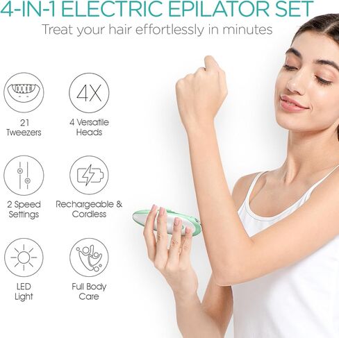 ماكينة إزالة الشعر للنساء - ماكينة إزالة الشعر اللاسلكية للنساء، ماكينة إزالة الشعر الكهربائية 4 في 1، سرعتان و21 ملقط للوجه والساقين والذراعين والإبط بيكيني، أرجواني HR310 in Saudi Arabia