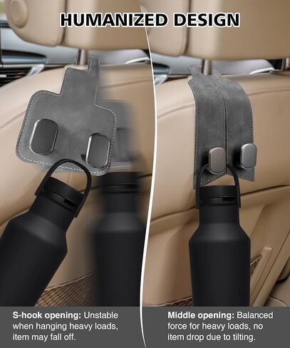 Purse Hook for Car, Car Hooks for Headrest Car Seat Hooks Purse Hanger for Car 100% Metal & Premium Leather 2025 Latest Car Organization Accessories for Bags, Purses, Phones etc (Black 2Pcs) in Saudi Arabia