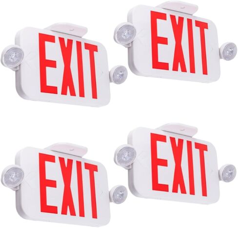 LIT-PaTH LED Combo EXIT Sign with 2 Adjustable Head Lights and Doube Face, Back Up Batteries- US Standard Red Letter Emergency Exit Lighting, UL 924 and CEC Qualified, 120-277 Voltage, 6-Pack in Kuwait