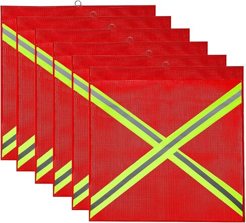 6Pcs Safety Flags, Red Flag For Truck Loads With Wire Loop 18 X 18 Inch Safety Flags For Trucks, Oversize Load Flags For Trailer Hauling Single Sided Cross-Reflective Strip Flag in Saudi Arabia
