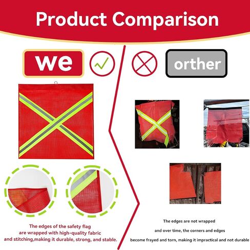 6Pcs Safety Flags, Red Flag For Truck Loads With Wire Loop 18 X 18 Inch Safety Flags For Trucks, Oversize Load Flags For Trailer Hauling Single Sided Cross-Reflective Strip Flag in Saudi Arabia