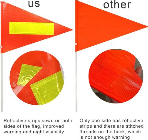 Uelfbaby 2Pcs Bike Safety Flag with Reflective Stripe 6 Ft Heavy Duty Fiberglass Pole Polyester Full Color Tear-Resistant Waterproof Orange Flag Double-sided Reflective Flag in Kuwait
