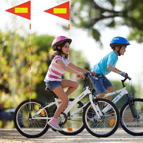 Uelfbaby 2Pcs Bike Safety Flag with Reflective Stripe 6 Ft Heavy Duty Fiberglass Pole Polyester Full Color Tear-Resistant Waterproof Orange Flag Double-sided Reflective Flag in Kuwait