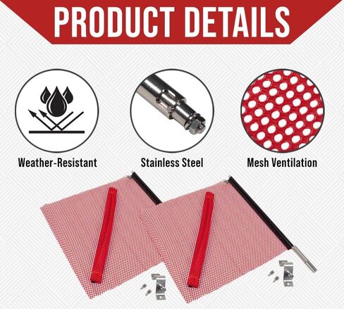 EZ Mount Warning Flag Red 18" x 18" Mesh Safety Flag DOT Compliant | Spring Loaded Quick n Easy Disconnect - 2 Pack in Saudi Arabia