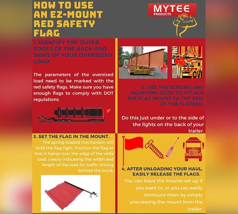 EZ Mount Warning Flag Red 18" x 18" Mesh Safety Flag DOT Compliant | Spring Loaded Quick n Easy Disconnect - 2 Pack in Saudi Arabia