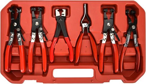 BETOOLL 9pc كماشة خرطوم المشبك، مع سلك مرن طويل الوصول إلى خرطوم المشبك Clic R نوع الفك الدوار وزردية الفرقة المسطحة، أداة مشبك خرطوم لسخان المبرد المبرد / خرطوم المياه (أحمر) in Kuwait