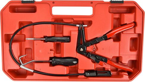 BETOOLL 9pc كماشة خرطوم المشبك، مع سلك مرن طويل الوصول إلى خرطوم المشبك Clic R نوع الفك الدوار وزردية الفرقة المسطحة، أداة مشبك خرطوم لسخان المبرد المبرد / خرطوم المياه (أحمر) in Kuwait