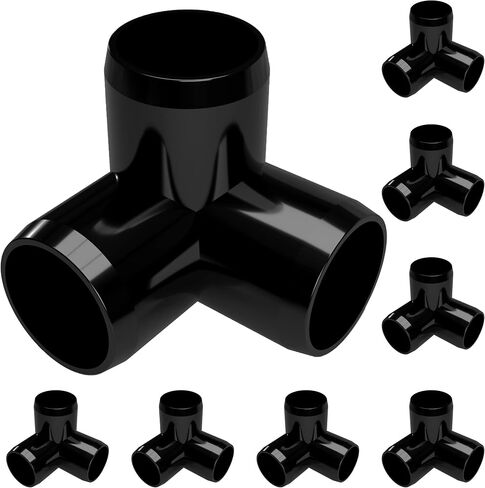FORMUFIT 3/4" 3-Way Elbow Furniture Grade PVC المناسب باللون الأسود، صنع في الولايات المتحدة الأمريكية، مقاوم للأشعة فوق البنفسجية، مقاوم للصدمات، قطر المقبس الفعلي 1.050" (عبوة من 8) in Kuwait