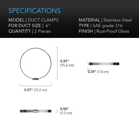 AC Infinity Stainless Steel Duct Clamps, 4-Inch (Pack of 2) for Ducting, Heating, Cooling, Exhaust, Ventilation in Kuwait