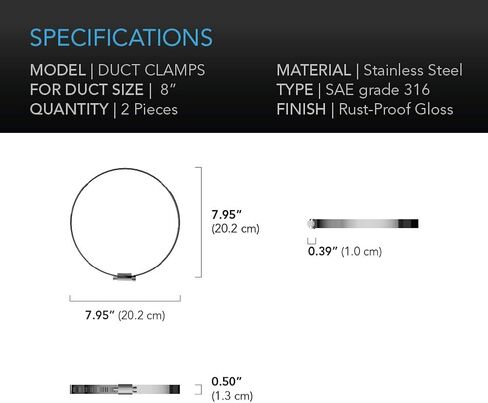 AC Infinity Stainless Steel Duct Clamps, 4-Inch (Pack of 2) for Ducting, Heating, Cooling, Exhaust, Ventilation in Kuwait