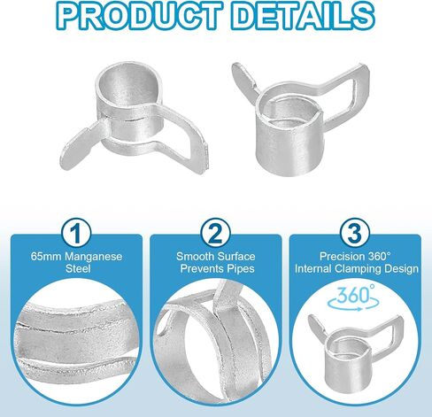 PATIKIL الربيع الفرقة خرطوم الأنابيب المشابك ل13-14.6mm OD خرطوم، 15 حزمة سيليكون فراغ التوتر المستمر مقاطع الفرقة لخط الوقود سيليكون خرطوم الهواء أنبوب أنابيب المياه، أسود in Saudi Arabia