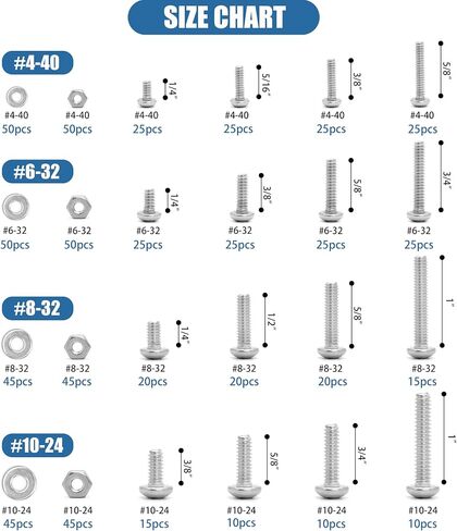 700Pcs Nuts and Bolts Assortment Kit, SATANTECH 4-40#6-32#8-32#10-24 Phillips Pan Head Assortment Stainless Steel Bolts Nuts Flat Washers Nuts Bolts with Case in Kuwait