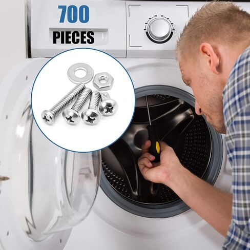 700Pcs Nuts and Bolts Assortment Kit, SATANTECH 4-40#6-32#8-32#10-24 Phillips Pan Head Assortment Stainless Steel Bolts Nuts Flat Washers Nuts Bolts with Case in Kuwait