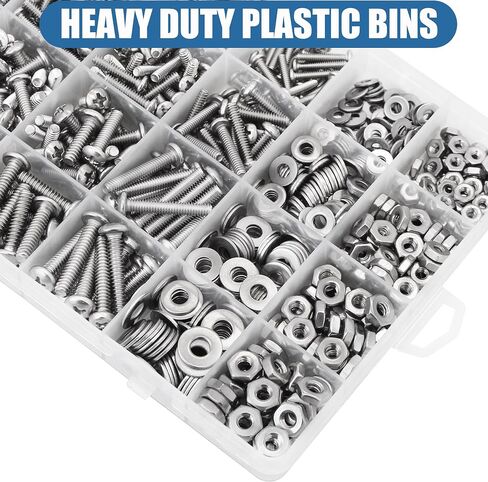 700Pcs Nuts and Bolts Assortment Kit, SATANTECH 4-40#6-32#8-32#10-24 Phillips Pan Head Assortment Stainless Steel Bolts Nuts Flat Washers Nuts Bolts with Case in Kuwait