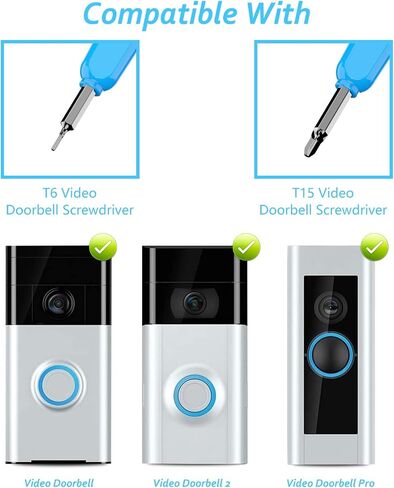 RingDoorbell Screws Replacement, Blue Double-Ended T6 T15 Screwdriver with 20Pcs/5Set Doorbell Security Screws for Camera Video Doorbell Replacement Kits Compatible with All R/ing Doorbells in Saudi Arabia