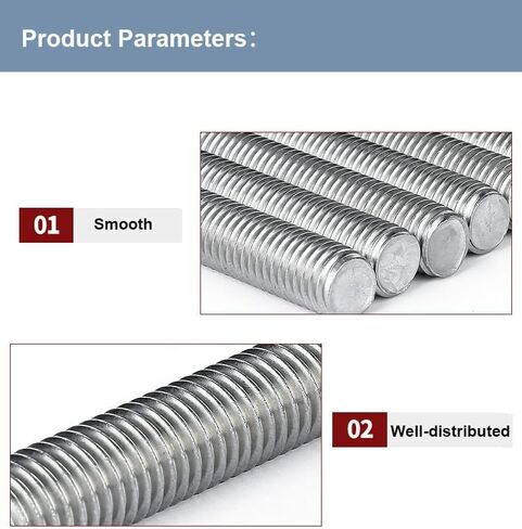 Fully Threaded Rod M3 x 50mm 0.5mm Thread Pitch, 20 Pack 304 Stainless Steel Right Hand Threaded Rods Bar Studs for Furniture Machinery Assembly in Kuwait