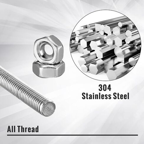 LEIFIDE 12 Sets 8/32 Inch 4mm Threaded Rod with Hex Nuts 4mm Stainless Steel Threads Studs Rods 4mm Stainless Steel Fully Threaded Hex Nuts for Beaded Garden Stake Rods (12 Inch) in Kuwait