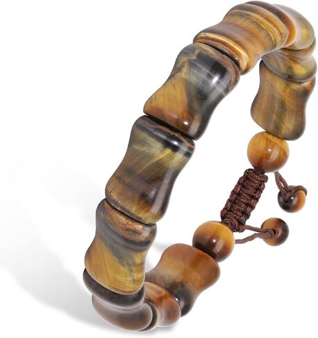 Tiger Eye Bracelet Men Natural Handmade Crystal Stone Mens Bracelet, Bone-shaped Unique Tiger Eye Beaded Bracelets for Men, Mens Christmas Gift for Grounding Protection and Confidence in Saudi Arabia