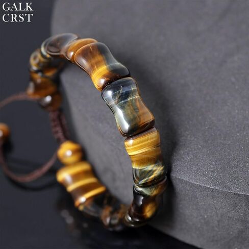 Tiger Eye Bracelet Men Natural Handmade Crystal Stone Mens Bracelet, Bone-shaped Unique Tiger Eye Beaded Bracelets for Men, Mens Christmas Gift for Grounding Protection and Confidence in Saudi Arabia
