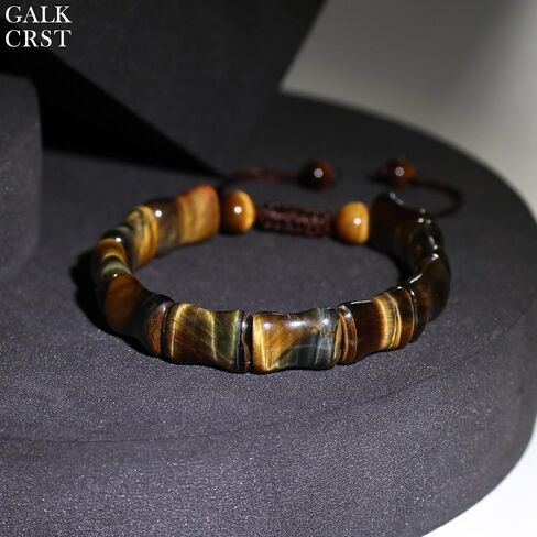 Tiger Eye Bracelet Men Natural Handmade Crystal Stone Mens Bracelet, Bone-shaped Unique Tiger Eye Beaded Bracelets for Men, Mens Christmas Gift for Grounding Protection and Confidence in Saudi Arabia