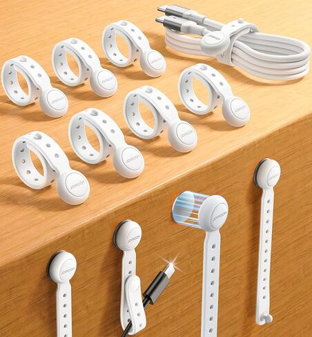 12PCS Silicone Magnetic Cable Ties with Magnet for Bundling & Organizing,JOYROOM Elastic Reusable Cord Ties Adjustable bundled Size with11 Buckle hole,Cable Organizer Management for Home,Office(Black) in Kuwait