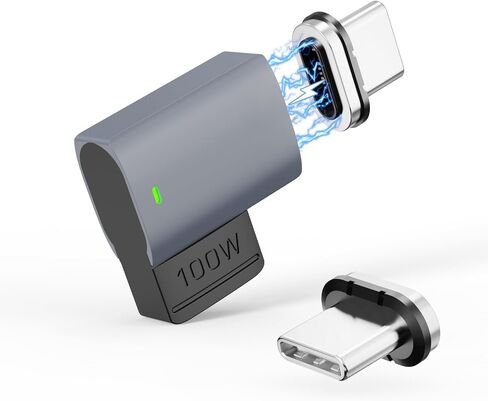 100W USB C Magnetic Adapter, 2PCS Magnetic USB C Adapter with 11 Pins, 480Mbps Data Transfer, PD Fast Charging for MacBook Pro/Air, Type C Devices (Right Angle, 1adapters, 1 Plugs) in Saudi Arabia