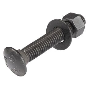 1/2 in. x 3-1/2 in. Black Carriage Bolt Kit Includes 12 Bolts, 12 Washers, and 12 Nuts, Ceramic Black Ruspert Coated for Exterior Use - 2X Rust Resistance of Galvanized by Makers Bolt