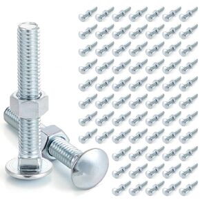 75 Pack 3/8 x 2 1/2" Long Carriage Bolts with Nuts, Galvanized Steel