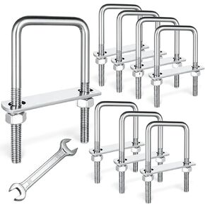 2 Sets M8 Square U-Bolts,u-Bolts 2 inch Wide,304 Stainless Steel Square u-Bolts,with Nuts,Bolt Plate and washers