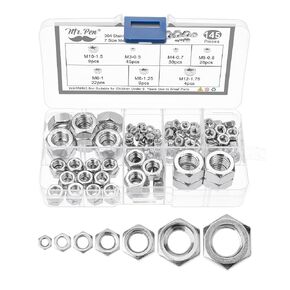 Mr. Pen- Metric Hex Nuts Assortment Kit, 145 pcs, Stainless Steel, Metric Nut Assortment 7 Sizes (M3 M4 M5 M6 M8 M10 M12), Hardware Nuts, Metric Nuts, Machine Nuts, M6 Nut, M3 Nuts, M8 Nut, M4 Nuts