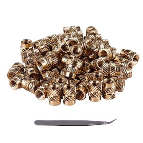 120Pcs M3 Brass Nuts M3 x 4 x 5 mm M3 Threaded Insert Heat Set 3D Printing Brass Nuts Female Thread Knurled Heat Embedment Nut for Plastic and 3D Printing Components