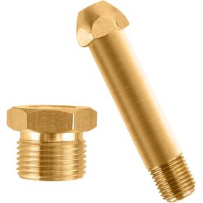 CGA-580 Nut & 3" Nipple - Regulator Inlet Bottle Fitting for Helium Argon Nitrogen - Brass Construction Threaded Design - Perfect for Gas Cylinders & Welding | 3"x1/4 NPT