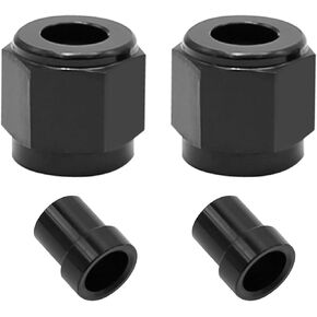 4AN Hardline Tube Fitting Adapter for 1/4" Hard Line, Female Tube Nut and Sleeve for 6.35mm Aluminum Black for OD Aluminum Tubing (2 Pcs)