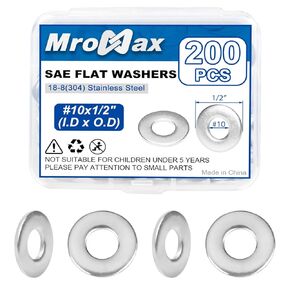 1/4" SAE Flat Washers (100Pcs) 3/4" OD 304 Stainless Steel(18-8) Washer for Screws Bolts Metal Washers for Various Home, Factories, Outdoor Projects, Standard ASME B18.22.1