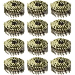 uxcell 3600 Count Siding Nails 1-3/4" x 0.083" 15-Degree Ring Shank Full Round Head Collated Wire Coil for Lath and Sheathing Materials