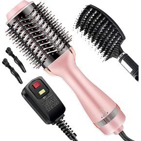 Hair Dryer Brush 4 in 1 Blow Dryer Brush with Comb, Upgraded Hot Air Brush with Negative Ion Anti-frizz Blowout Brush Hair Dryer for Drying, Straightening, Curling, Salon, Hair Volumizer