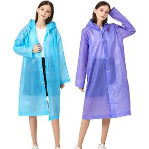 Rain Ponchos for Adults Women Men (2-5 Pack), Reusable EVA Raincoats Jackets with Hood Portable Waterproof Rain Gear