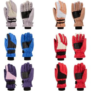 6 Pairs Kids Winter Gloves Waterproof Ski Gloves Snow Warm Full Finger Snowboard Unisex Gloves for Cold Weather Ski Gloves for Boys Girl Windproof Outdoor Warm Thickening Snowboard Gloves