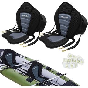 Deluxe Padded Kayak Seats 2 Pack - Premium Shockproof Seats with Back Support for Kayaking, Canoeing, Fishing, Paddle Boarding - Comfort, Versatility and Extra Storage