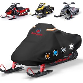 Comnova Snowmobile Cover 115 Inch - 600D Outdoor Snowsled Cover, Heavy Duty & Waterproof Cover Compatible with Polaris Ski Doo Arctic Cat Yamaha and More, Fit Up to 115" L Snowmobile