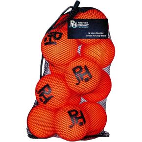 Premier Hockey - 12-Pack All-Weather Street Hockey Balls – Durable, Low-Bounce, High-Visibility Balls with Reusable Storage Bag – Premier Regulation Size
