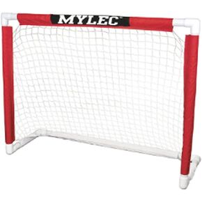 Mylec Junior Hockey PVC Goal (48" x 37"), Easy Assembly, Lightweight & Durable, Sleeve Netting System, (White & Red, 6 Pounds)