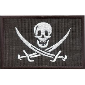 Calico Jack Skull Pirate Jolly Roger Morale Tactical ISAF Embroidery Fastener Patch