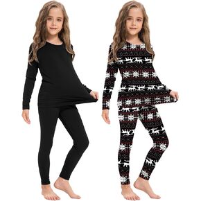 Silkfly 2 Pack Girls Thermal Underwear Set Fleece Lined Thermals Top and Bottom Base Layer for Girls Winter
