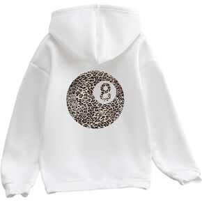 Floerns Girl's Cheetah Hooded Sweatshirts Number Print Long Sleeve Pullover