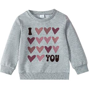 Little Girl Valentines Day Outfit I Love You Girl Sweatshirt Kids Pullover Tops 2-9T