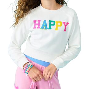 iscream Big Girls Softest Puff Fleece Crewneck Fun Graphic Sweatshirt - Chill Vibes Collection