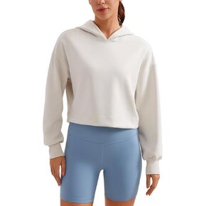 CRZ YOGA Womens SoftAura Cropped Hoodie Long Sleeve Hooded Sweatshirt Basic Workout Casual Pullover Hoodies