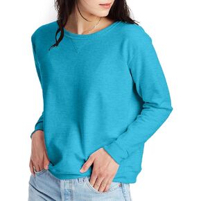 Hanes Women's Ecosmart V-Notch Crewneck Sweatshirt, Fleece Pullover Sweatshirt For Women