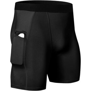 Men's Athletic Compression Shorts with Pockets Running Workout Active Underwear